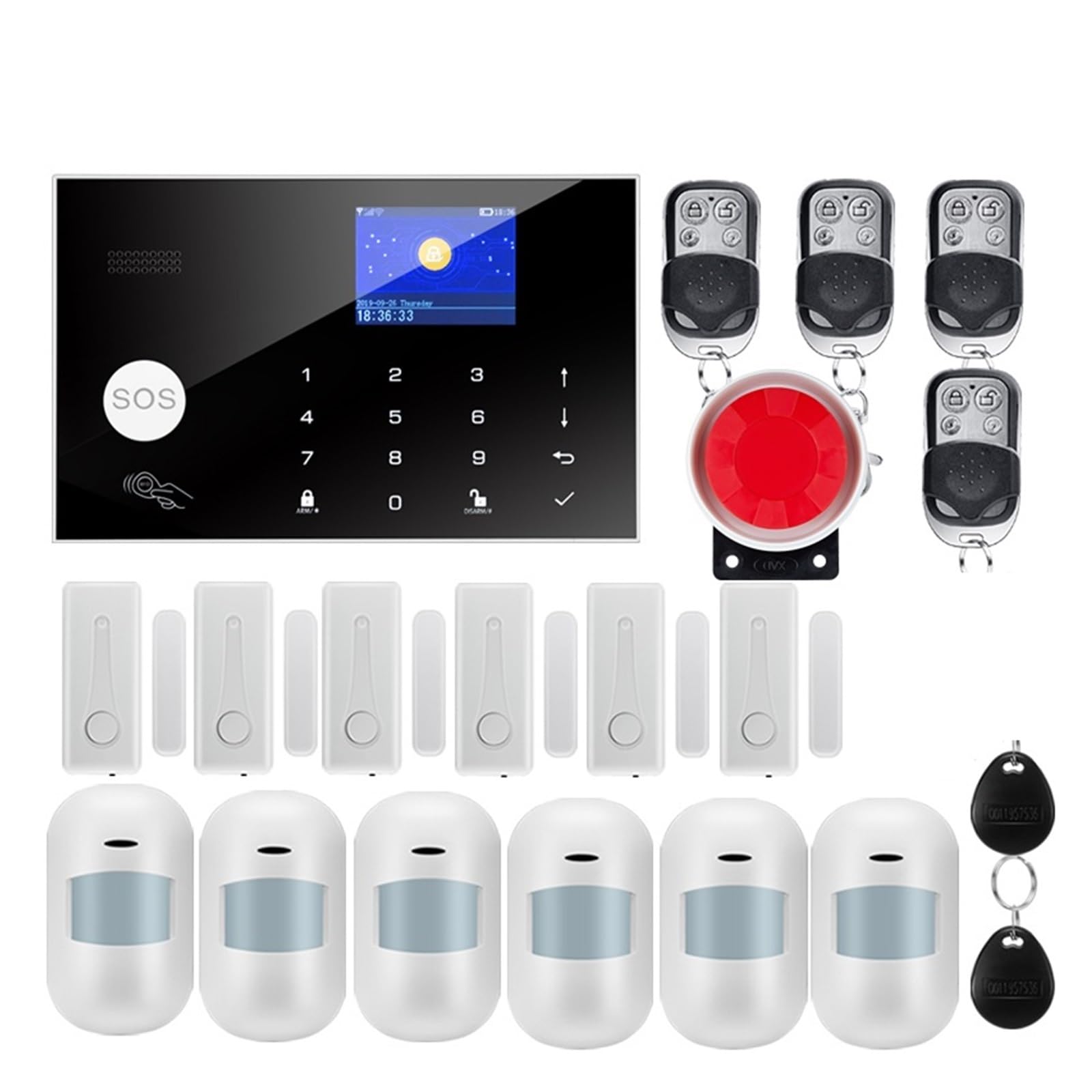 Sistema di Allarme di Sicurezza Domestica, Smart Alarm Wireless gsm Sicurezza Domestica con di Allarme Antifurto Sensore Movimento(W7B5)