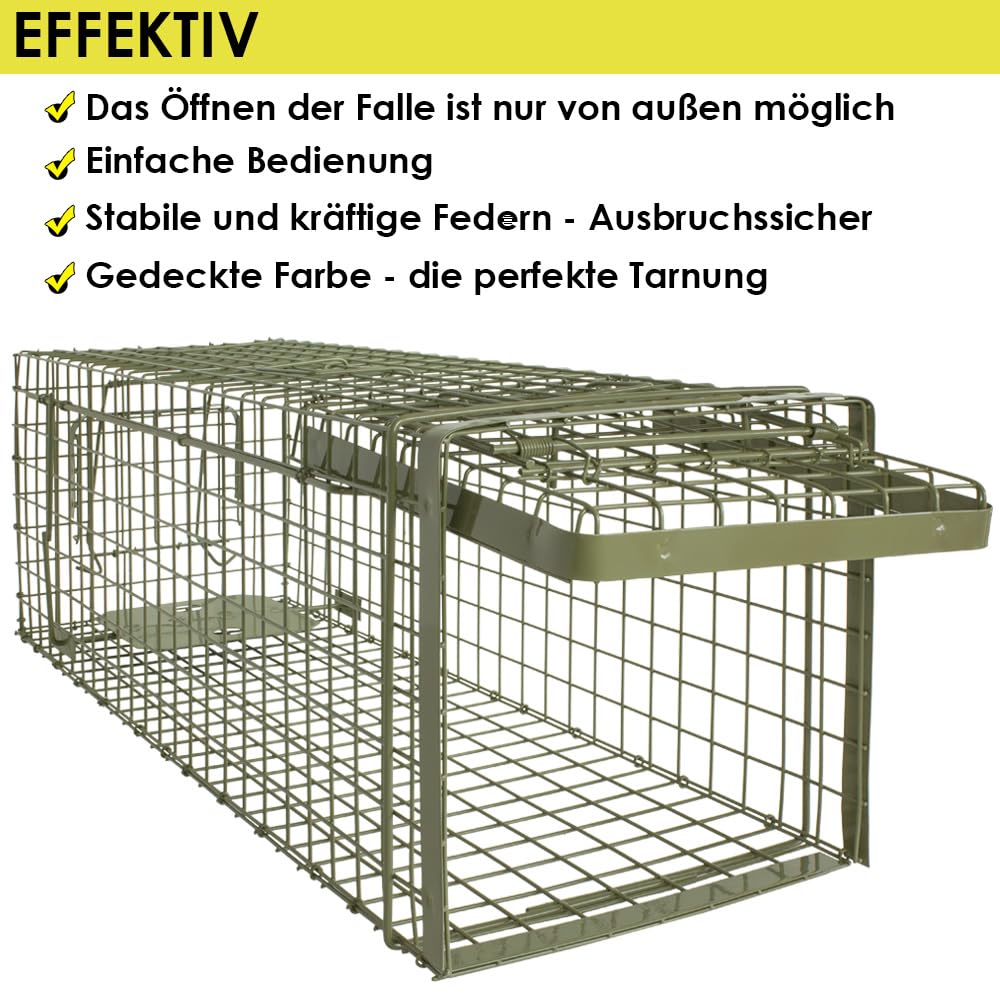 Petigi Lebendfalle Grün Drahtfalle Marder Lebend Wiesel Garten Kaninchen Abwehr Umsiedeln Falle Haus Zubehör Ratte Vertreiben Dachboden Rattenfalle 102 x 34 x 34 cm