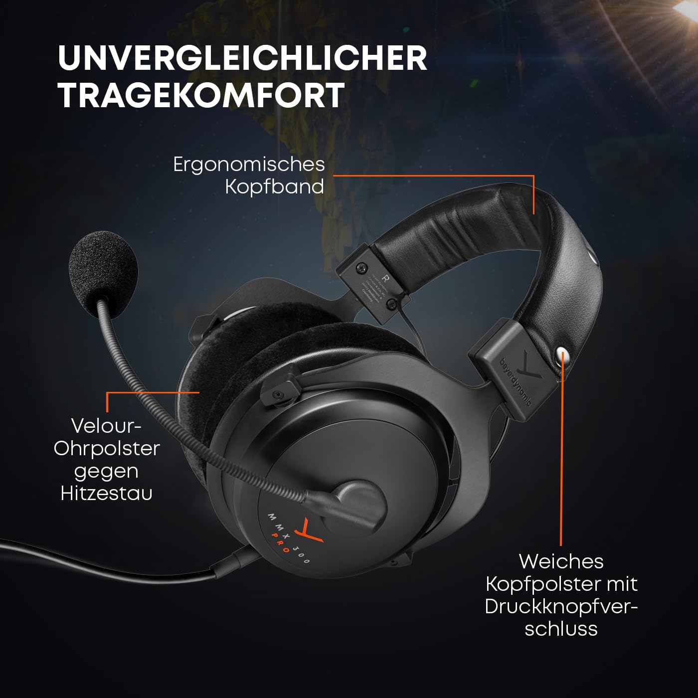 beyerdynamic MMX 300 PRO Gaming-Headset mit STELLAR.45-Treiber und Kondensatormikrofon, kabelgebundenes Gaming-Headset