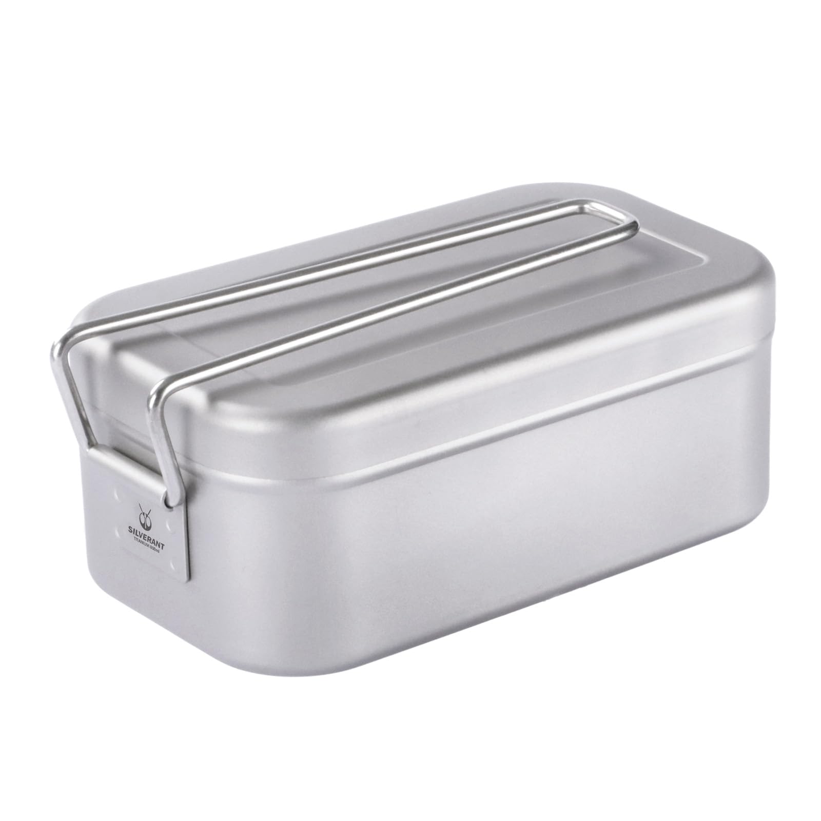 SILVERANT Titanium Bento Camping Lunch Box Mess Kit 800ml with Airtight Lid Seal and Cover Foldable Handle for Heating on Fire Camp Backpacking Container for Outdoor Camping Hiking Picnic Daily Use