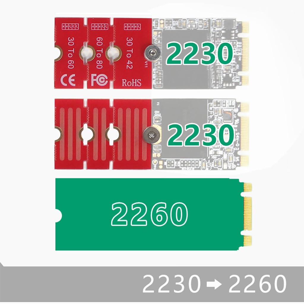 NGFF NVME M2 M2PLUS 2230 a 2280 Tarjeta adaptadora 2230, 2242, 2260, 2280, transferencia extendida de cambio de tamaño largo para SSD M.2 U.2 M3 M.3 (10 unidades) 4