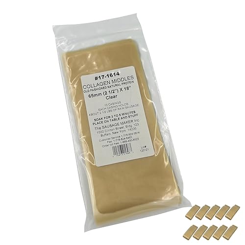Miniatura 14 de The Sausage Maker® Carcasas de colágeno transparente de 1.850 in para hacer salchichas, paquete de 10, carcasa no comestible para salchichas