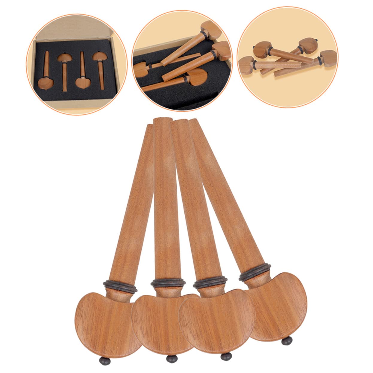 UPKOCH 4pezzi Accordatrici in Legno per Violoncello di Ricambio Accessori per Strumenti Corda Manopola Antiscivolo Superficie Liscia Materiale Resistente e Naturale