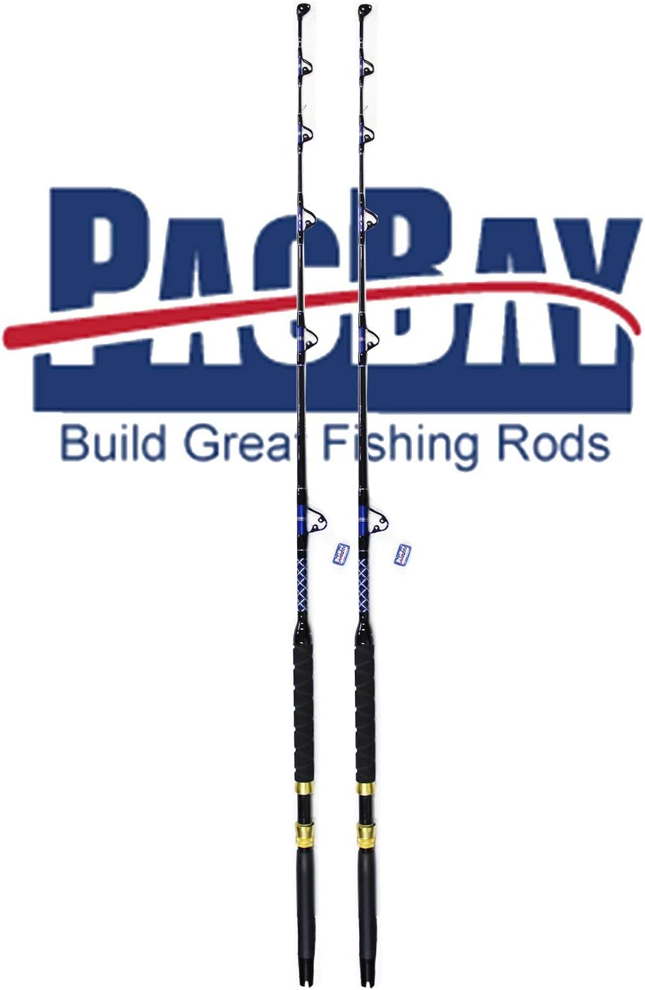 Xcaliber MarinePair (2) Tournament Series 30-80lb Saltwater Trolling Rod w/Pac Bay Guides (Blue & Silver)