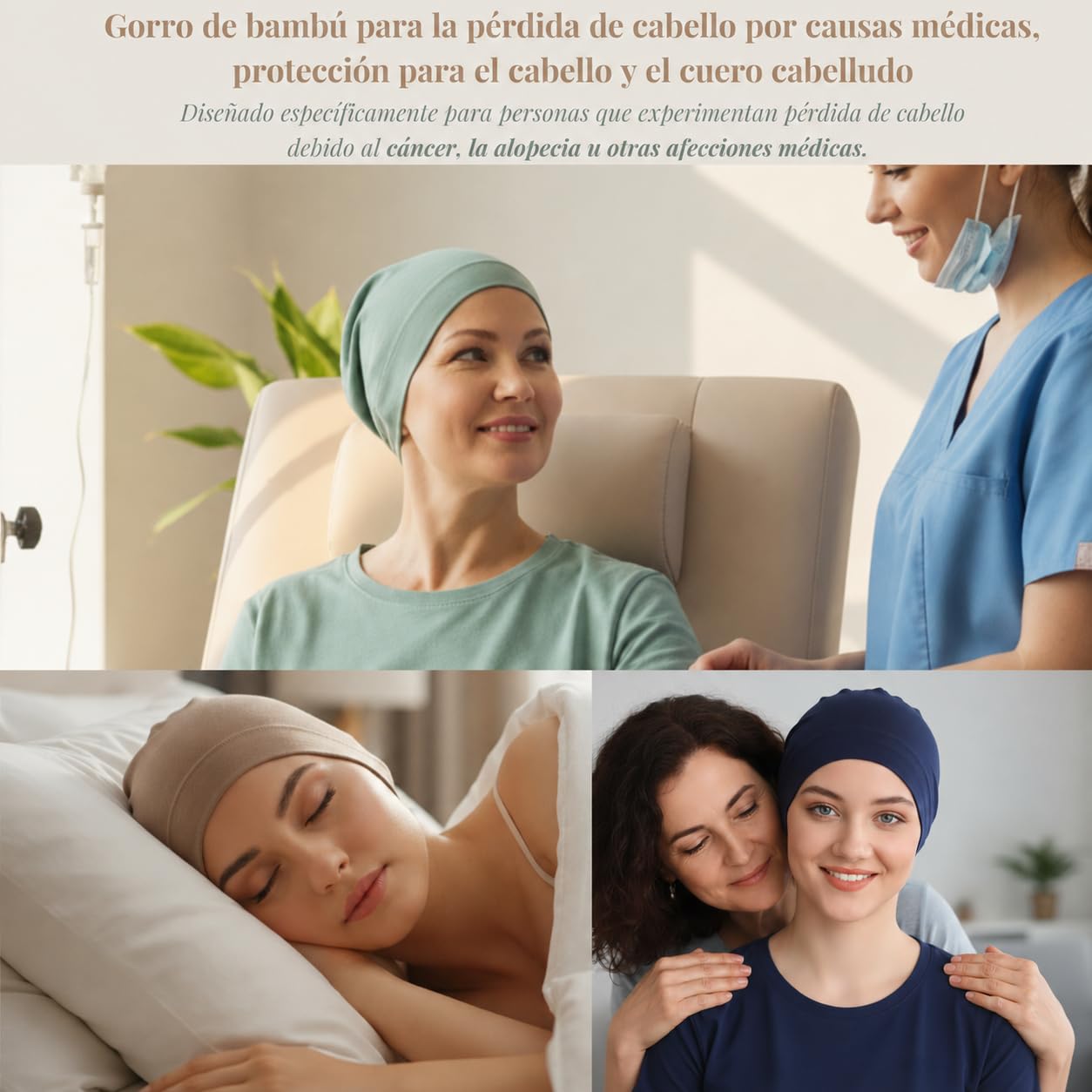 Deresina Gorro de Quimioterapia de Bambu para Mujeres y Hombres – Ultrasuave, Ligero y Transpirable, Ideal para Alopecia y Caida del Cabello, Todo el Ano, Alternativa a la Peluca