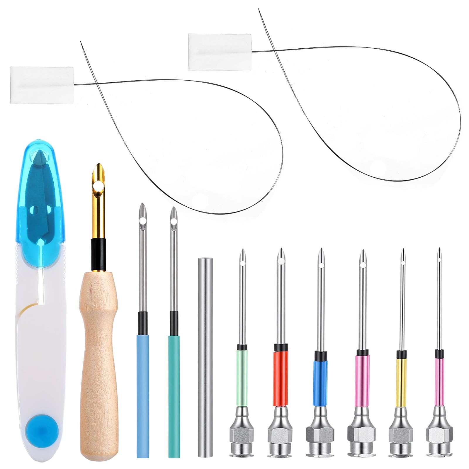13PCS Punch Needle Kit Adult Beginner Adjustable Punch Needle Tool Set with Different Size Needles & Storage Box, Wooden Handle Embroidery Pen Set for Christmas Gifts, Decoration & DIY Craft Project