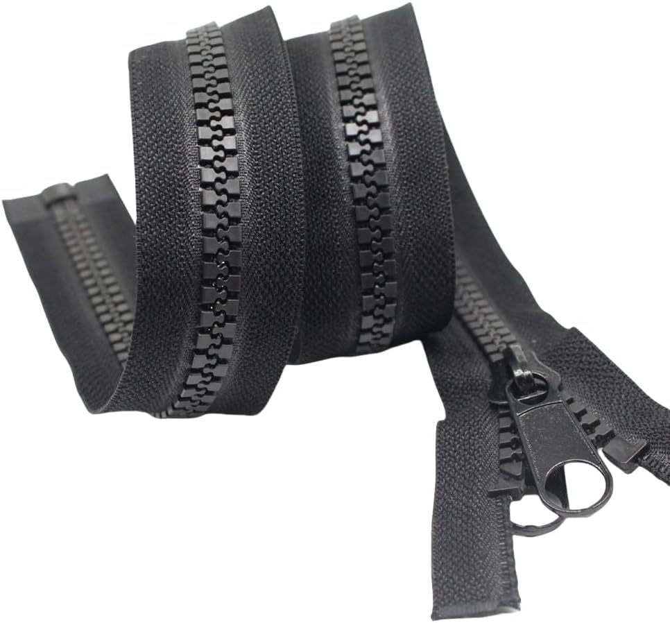 YaHoGa 30 Inch #10 Large Separating Plastic Zipper Double Pull Tab Black image 4
