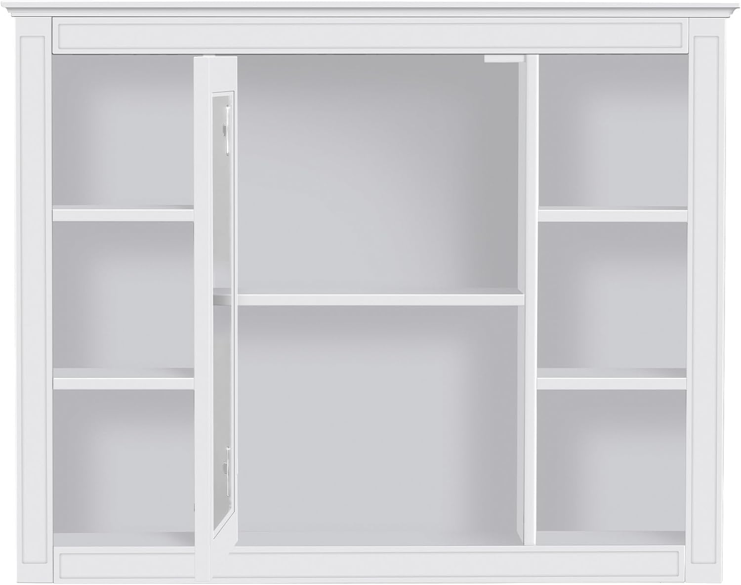 Merax Bathroom Medicine Cabinet with door open, showing internal shelves