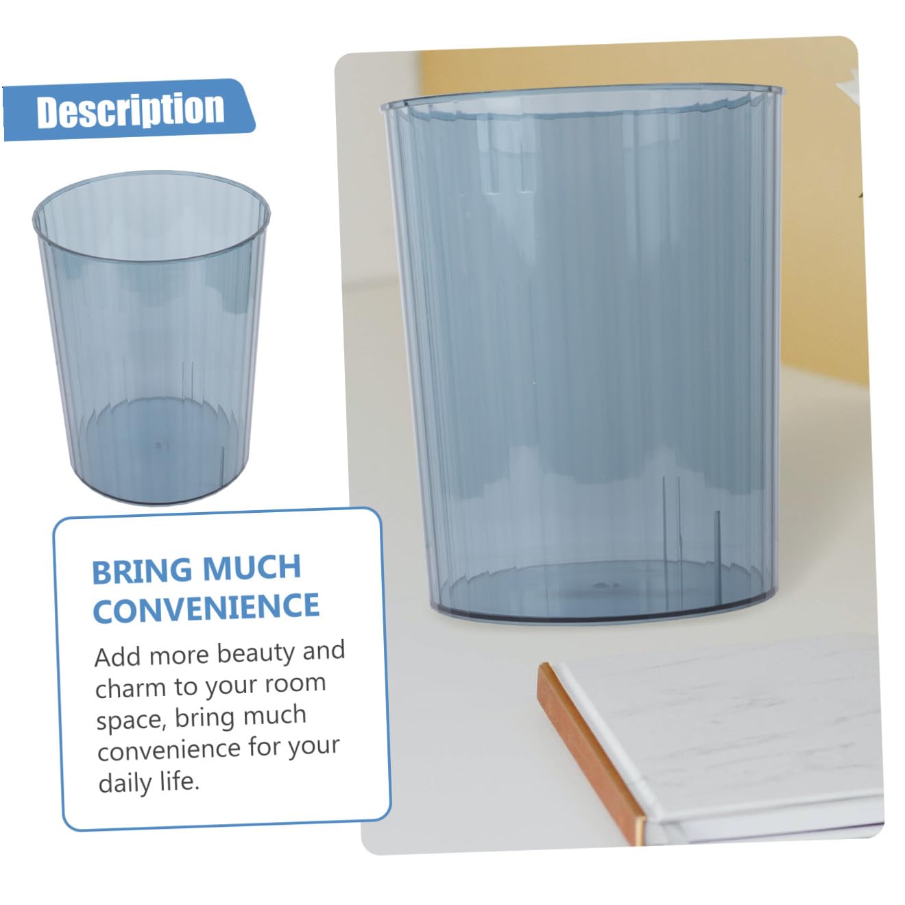 GLEAVI Blue Medium Waste Container Trash Can Garbage Can Flower Bucket Simple Paper Wastebasket for Home Office Bathroom Storage and Organization