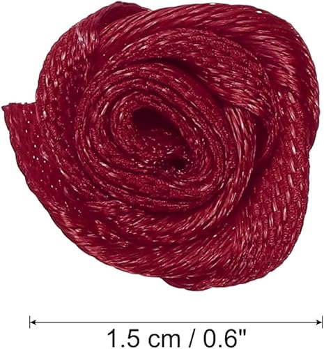 Miniatura 7 de PATIKIL Mini rosas de cinta de satén de 0.6 pulgadas, 50 piezas de adornos de flores de tela, apliques de rosetas para manualidades y bodas, color