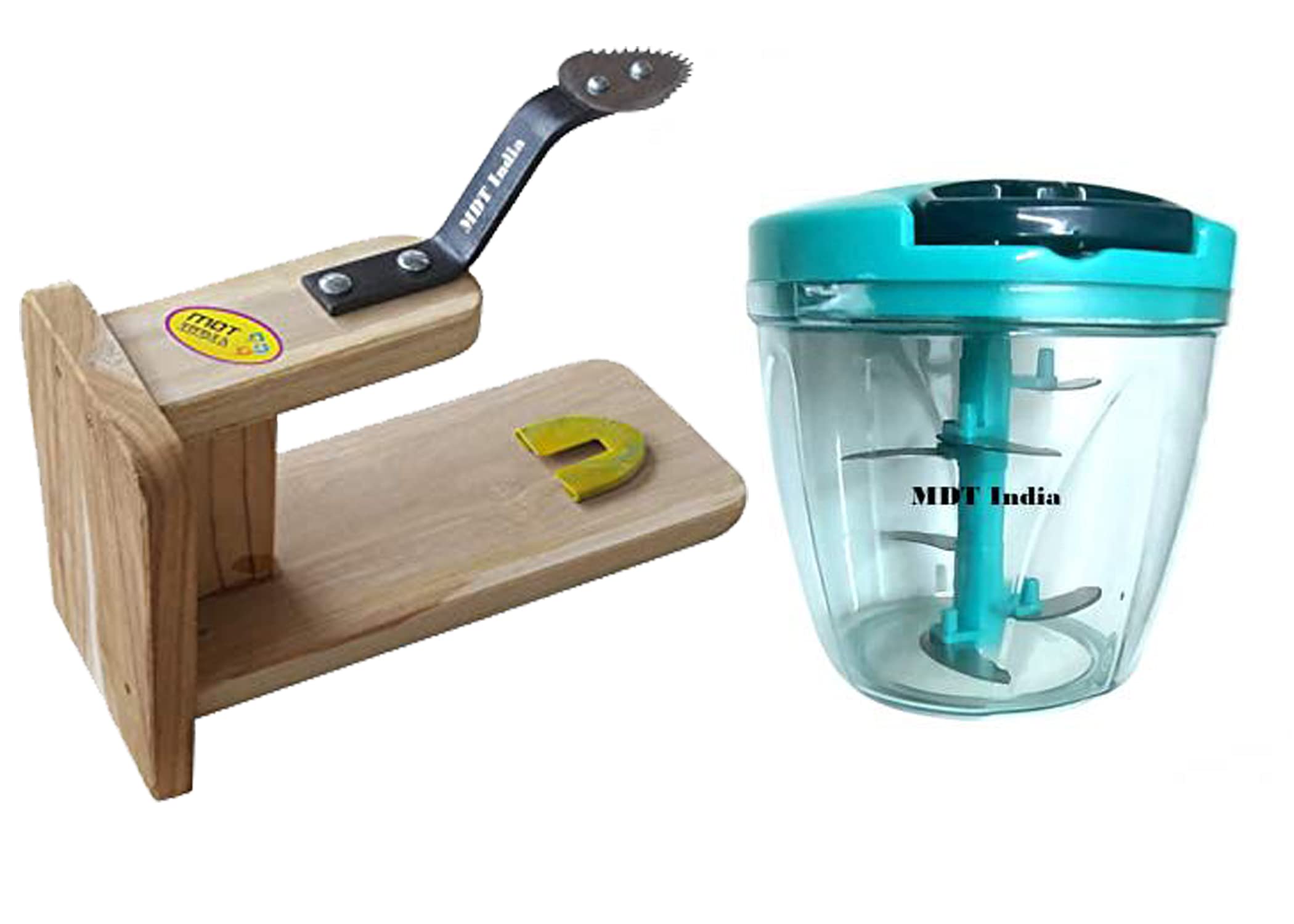 Table Top Teak Wood Coconut Scraper Combo (Teak Wood CS + Manual 6 Blade Chopper)