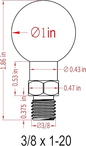 Miniatura 4 de BRCOVAN Paquete de 2, adaptador de bola de 1 pulgada con poste roscado de 38 pulgadas x 20 compatible con soportes RAM tamaño B brazo de doble