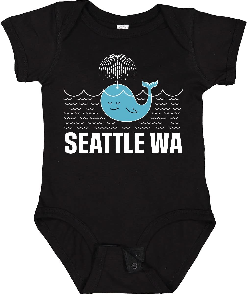 inktastic Seattle Washington Cute Whale Travel Baby Bodysuit