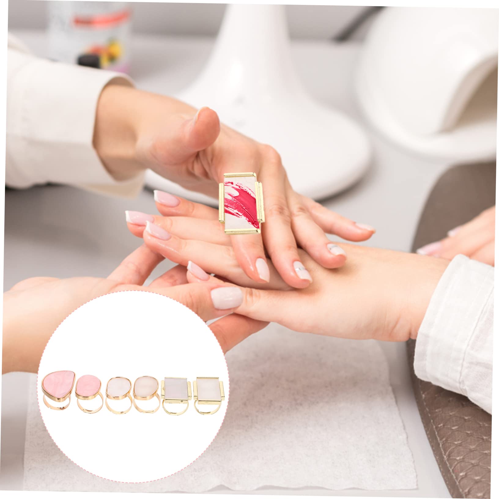 Angoily 18 Piezas Paleta De Anillos Anillo De Resina Anillos De Pegamento para Uñas Bandeja De Arte De Uñas Herramientas De Uñas para Arte De Uñas Mini Uñas Tablero De Visualización Ágata