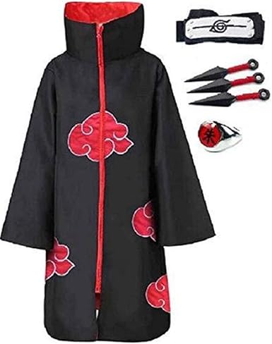 Amazon Co Jp Zkkk ナルト コスプレ衣装 コスチューム 子供 Naruto 暁 あかつき 角都 カクズ 学園祭 ハロウィン クリスマス 暁マント 額あて 指輪 苦無 三つ L ホビー 通販