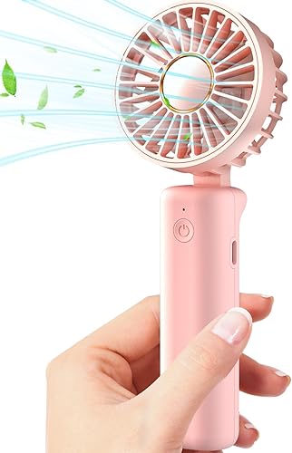 Miniatura 8 de Ventilador de mano portátil, mini ventilador de escritorio plegable de 2000 mAh, rotación de 180, 3 velocidades, ultra silencioso, hasta 8 horas de
