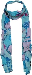 Fashion Scarf Womens Skulls and Straps Blue/Lavender