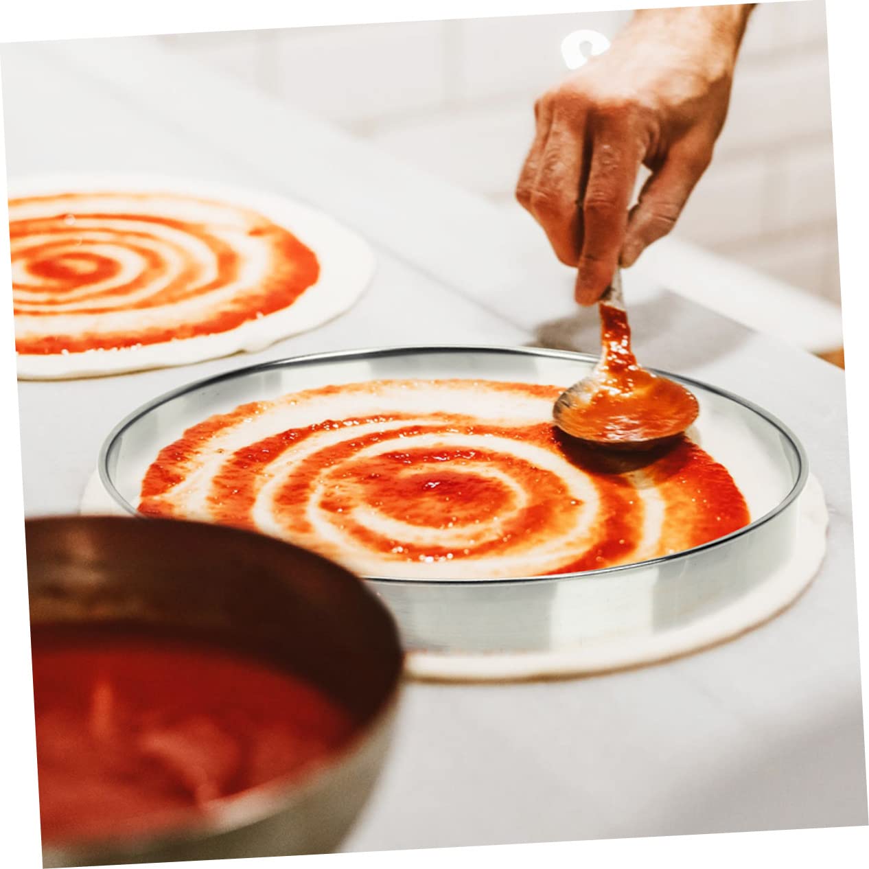 BESTonZON 5pièces Anneau Inoxydable pour Pâtisserie pour Pizza Et Gâteaux Accessoire Pratique De Cuisine pour Cerclage De Desserts