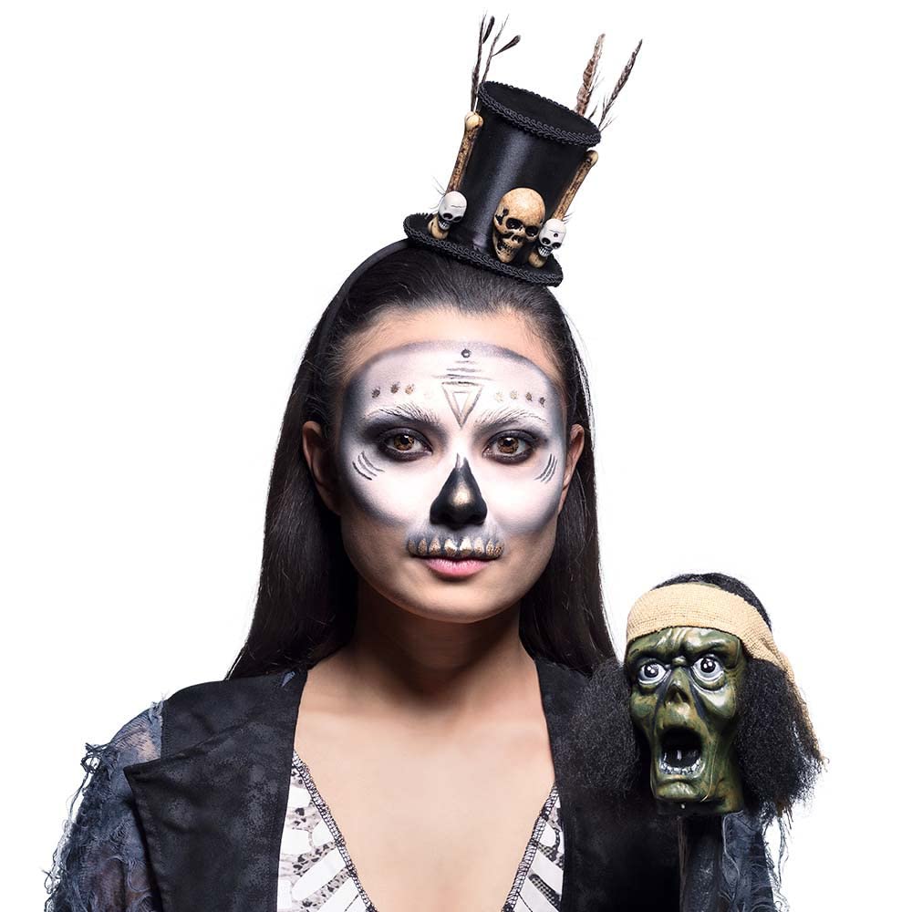 Boland 72278, Tiara Voodoo Headband with Mini Hat and Skull, Mami Wata, Miracle Healer, Headwear, Accessory, Halloween - Image 3