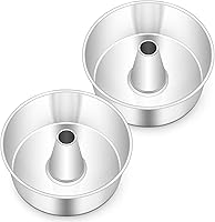 Vista 10 de TeamFar Molde redondo de 10 pulgadas para tarta de comida de ángel, molde para pastel antiadherente con núcleo de acero inoxidable para pastel