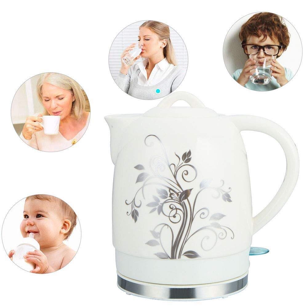 Kettles Hervidor eléctrico de cerámica, tetera inalámbrica de 1,6 litros, apagado automático y protección contra ebullición en seco, 1350 W rápido (Color : D) Present