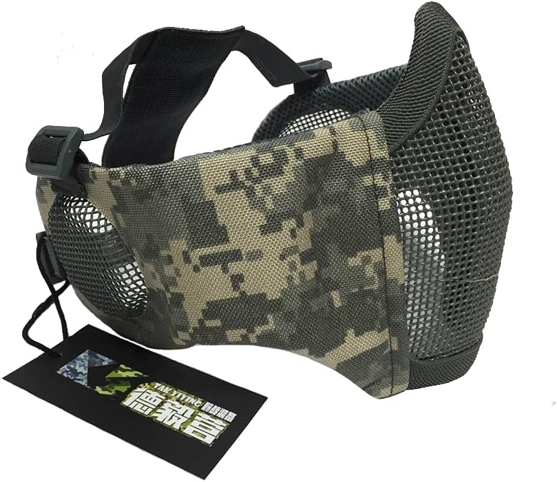 Tactical Foldable Mesh Mask with Ear Protection for Airsoft Paintball with Adjustable Baseball Cap (Camouflage) : Sports & Outdoors