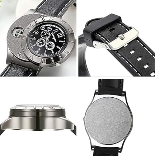 Vista 11 de Mens Military Watch Cigarette Electric Lighter with USB Rechargeable Quartz Wristwatch