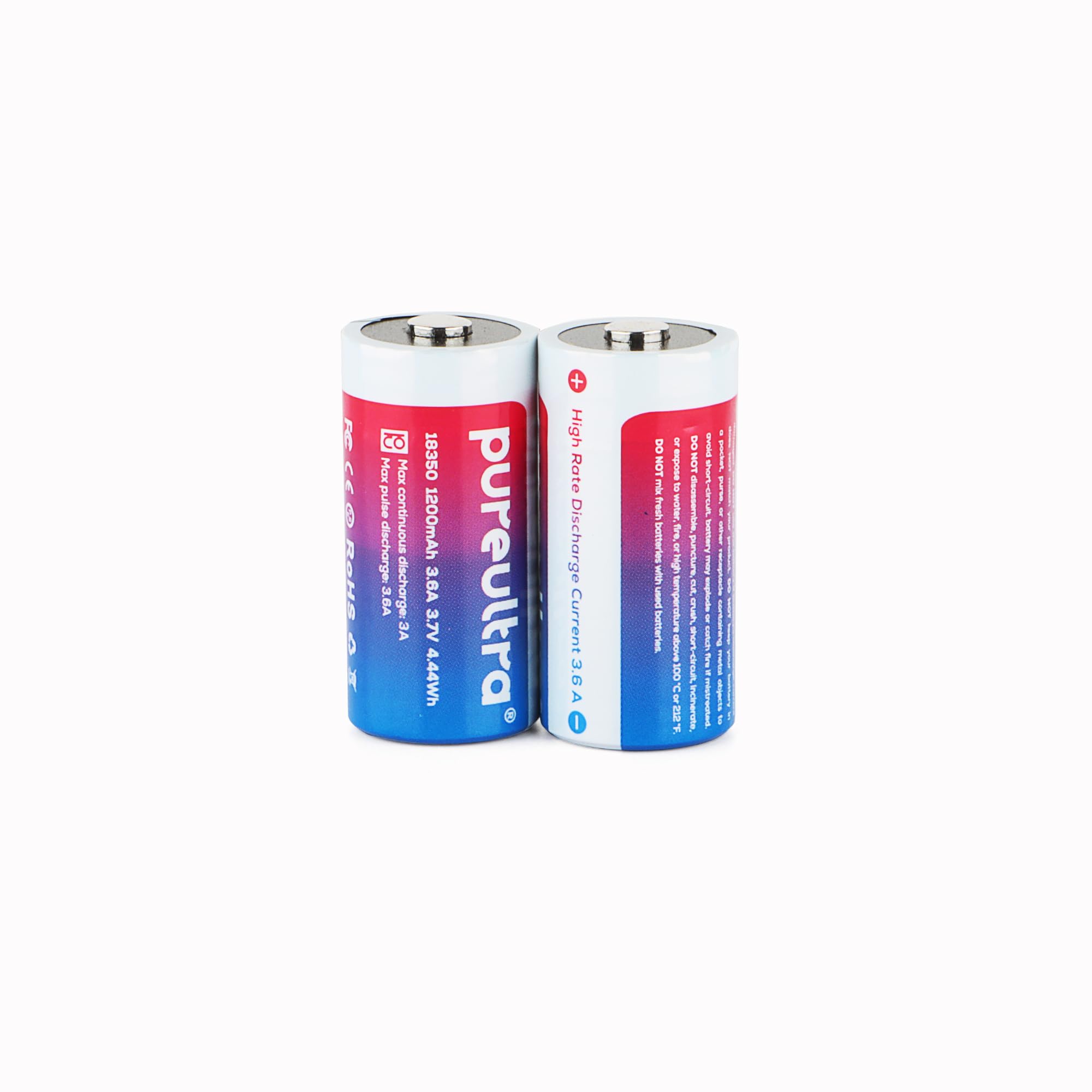 Batterie Li-ion 18350 1200mAh 3.7V Avec Protection PCB - Rechargeable Pour Lampe Torche LED, Vape, Etc. - Haute Performance