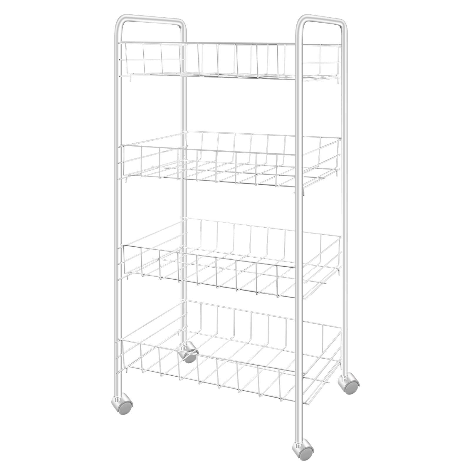 Buy Storage Trolley 4 Tier Metal Rolling Utility Cart, Storage Shelf