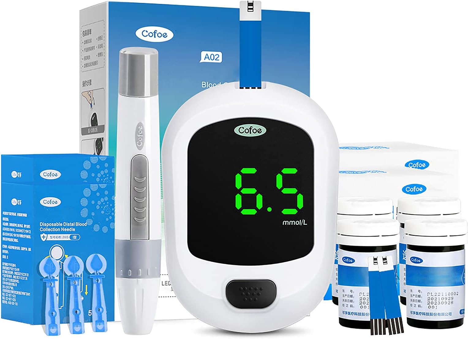 Diabetes Testing Kit – Blood Glucose Meter, 100 Blood Test Strips, 1 Lancing Device, 100 Lancets, Carrying Case