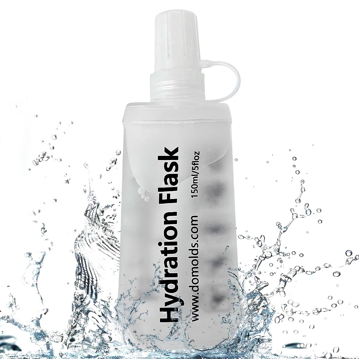 150ML Soft Flask, Running Water Bottle Foldable TPU Hydration Flask for Running Hydration Pack Cycling Hiking Marathon, Clear