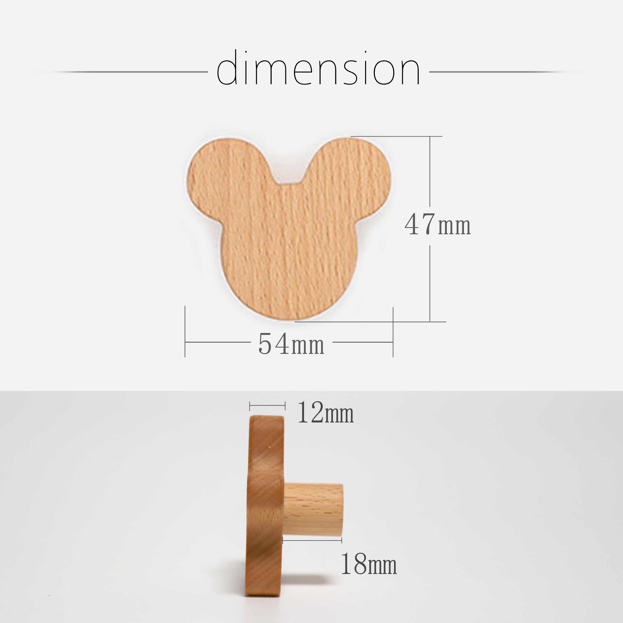 Mickey Formate Auped 12PS Holz Knöpfe und Schubladegriffe, Boho Möbel, Küchenschrank, Brustgriffe