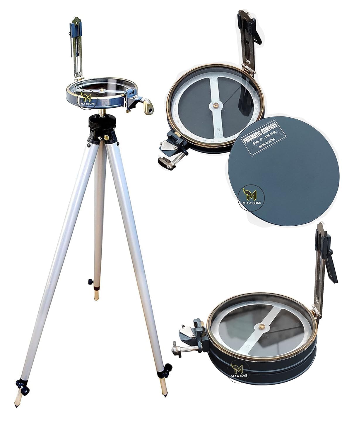 Prismatic Compass with Adjustable Tripod Stand & Storage Box | Aluminum Survey Compass for Engineering, Surveying & Navigation Works-picture-28