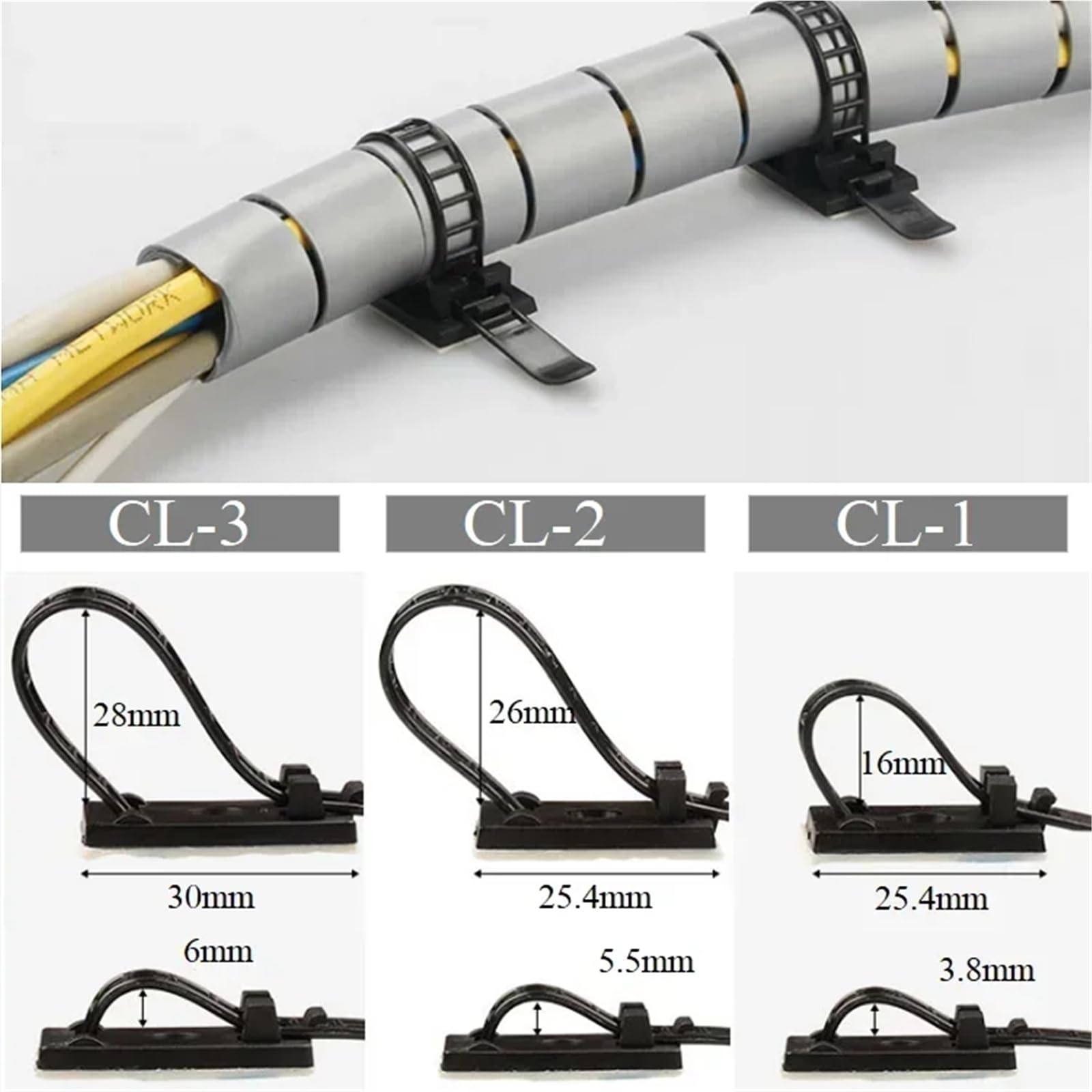 Fascette fermacavi 10 ~ 100 pz Clip per cavi Autoadesive Morsetti per cavi Linea Tie Fisso Regolabile Car Cord Holder CL-1 CL-2 CL-3 Bianco Nero