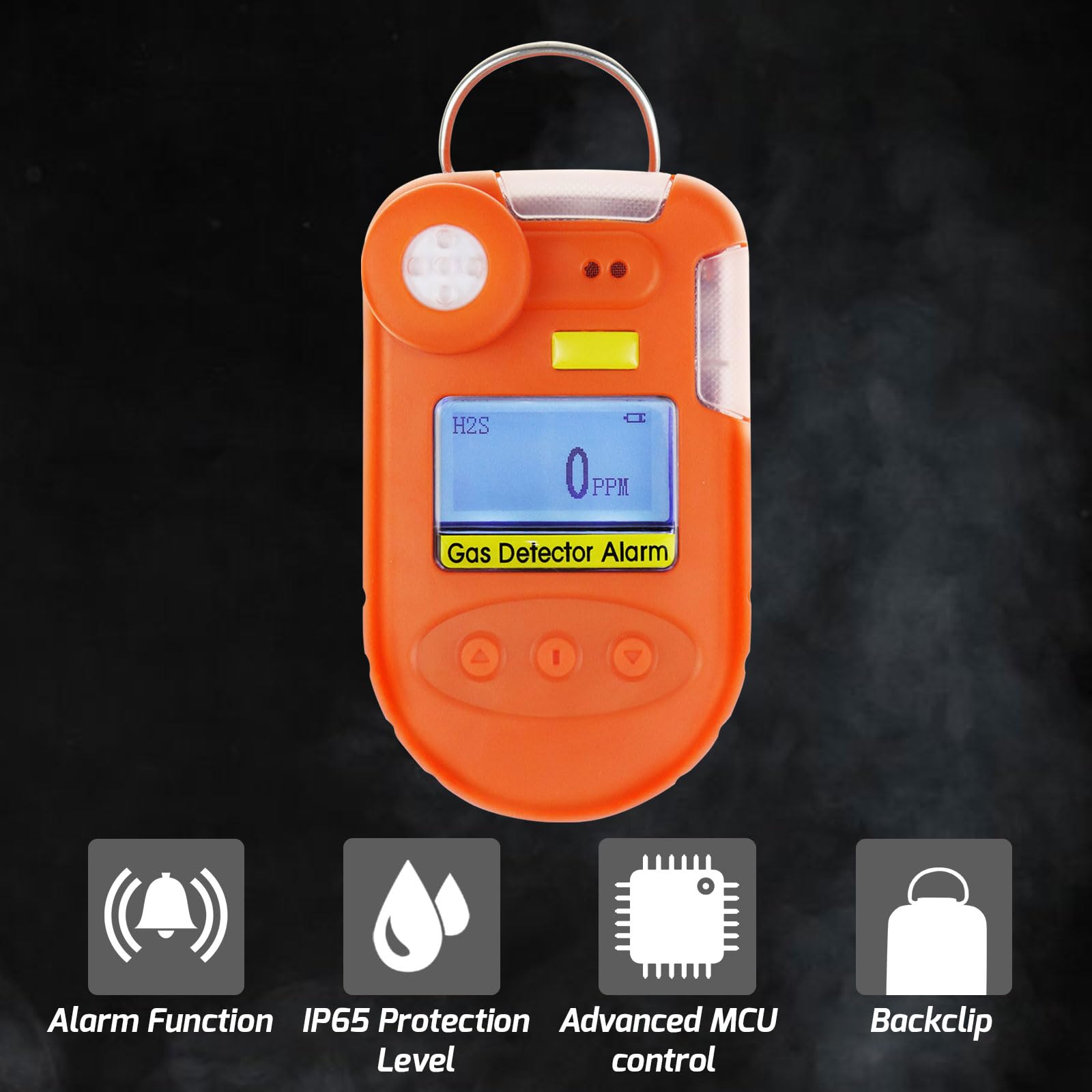 H2S Monitor Clip on Digital H2S Rilevatore di gas 0 ~ 100ppm Rilevatore di idrogeno solforato con vibrazione, cicalino e allarme visivo, visualizzazione in tempo reale e data e funzione di