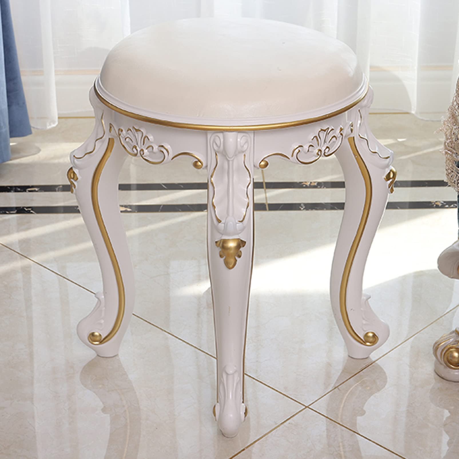 Tabouret de coiffeuse moderne 43.5 cm rembourré avec pieds acier