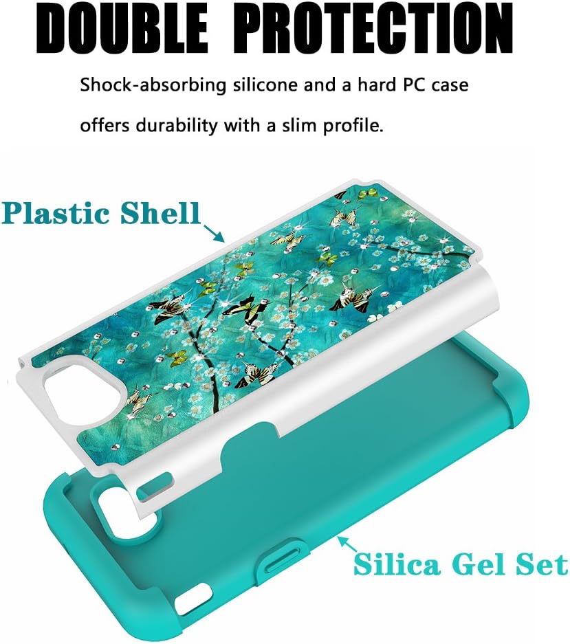 For Samsung Galaxy J3 Emerge Case, J3 2017 Case, J3 Prime Case, Amp Prime 2 Case, Express Prime 2 Case, UrSpeedtekLive [Shock Absorption] Studded Rhinestone Bling Protective Case Cover (Butterfly)