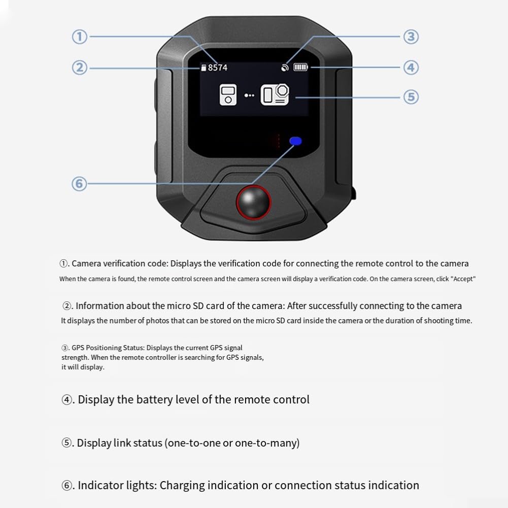 per gps BT Telecomando per Insta360 X5 Action Cam 25m | Schermo monitor in tempo reale, per tracciamento GPS, costruzione ABS, controllo a lungo raggio di 25 m