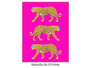 『 Pink cheetahs 』by Ally 20*20cm Pink Leopard Print Bedroom Wall Art Pastel Prints Pink
