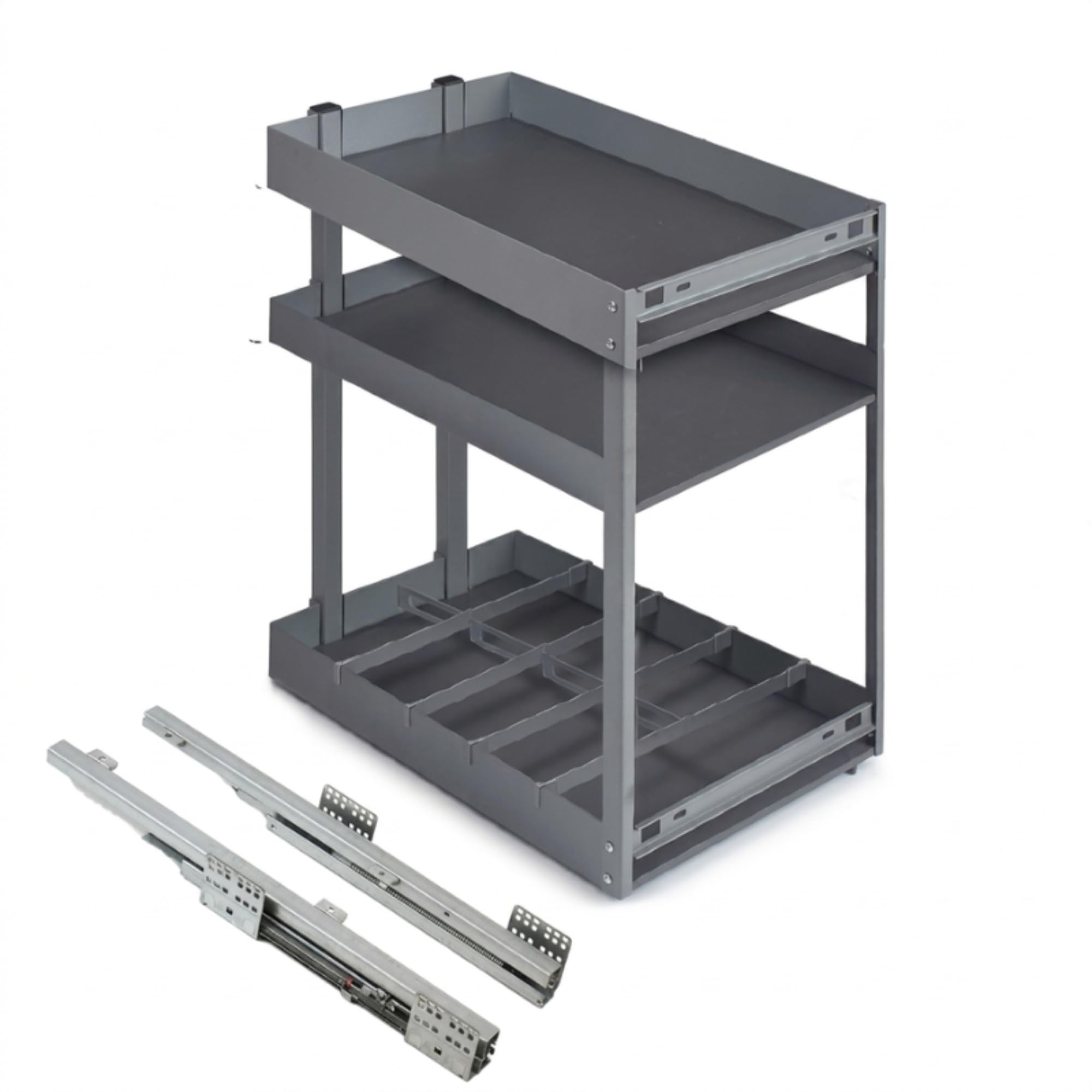 PLASTIMODUL Botellero extraíble Cocina Grafito o Blanco con Cierre Suave | Organizador Deslizante para Mueble de Cocina de Altura 80 cm y Ancho de 15 a 40 cm (Grafito, Ancho Mueble 25 cm)