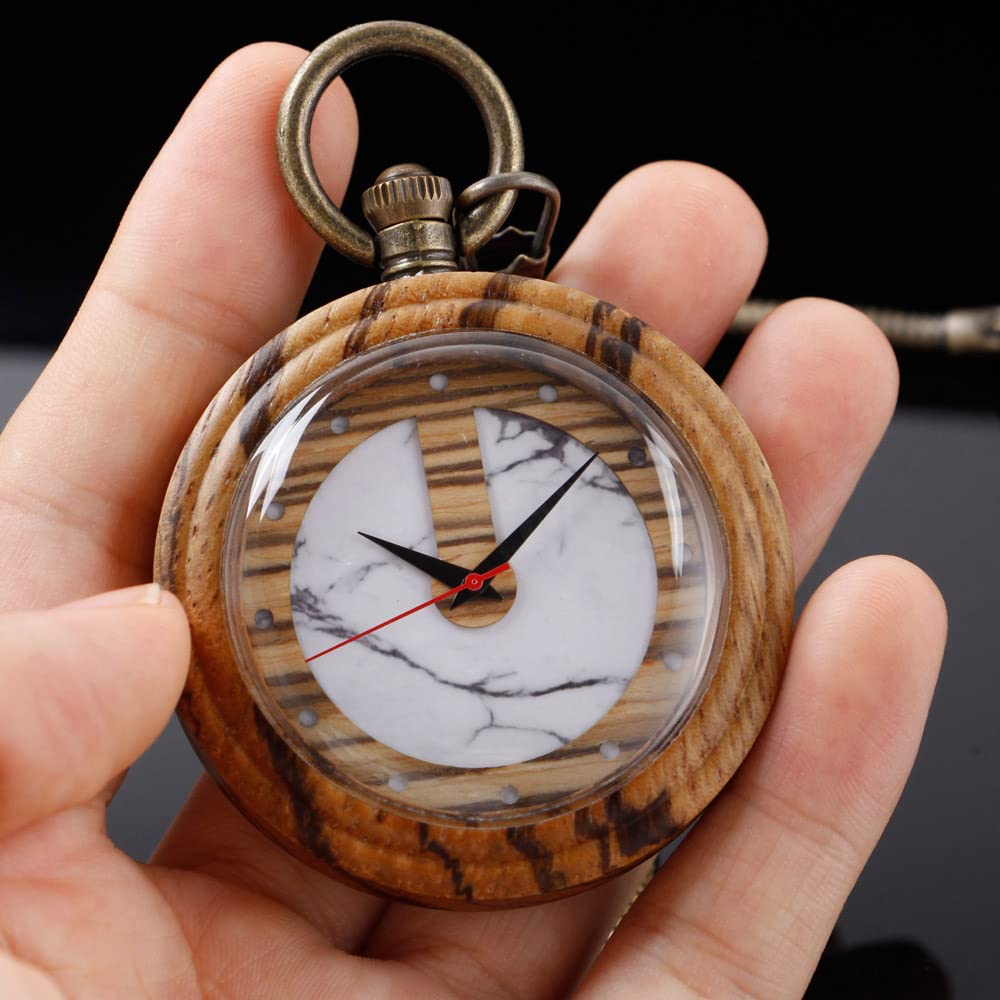 Orologio da esterno, Orologi da tasca antichi in legno di bambù vintage fatti a mano con catena uomo e confezione regalo
