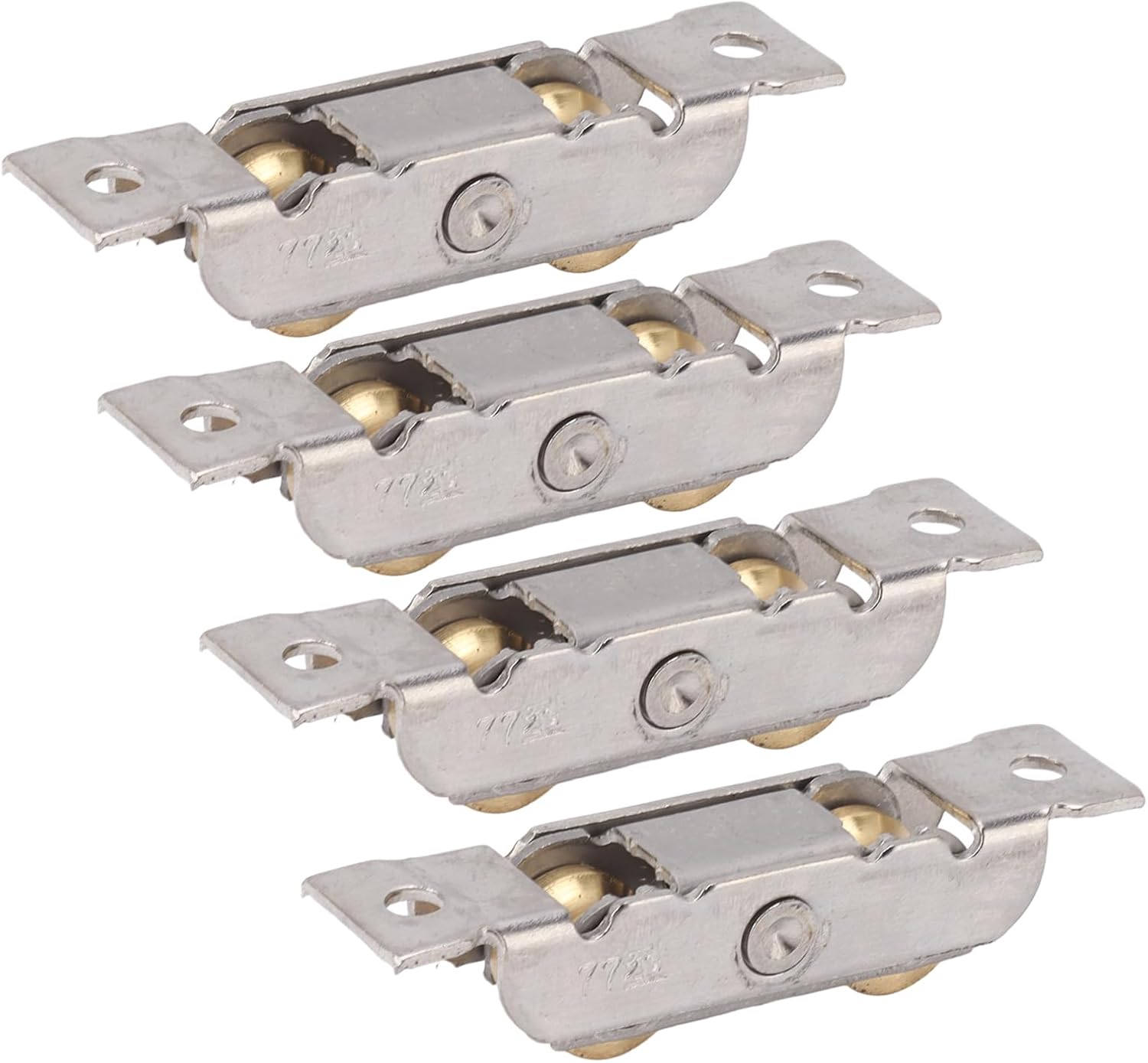 4PCS Sliding Door Wheels Rollers Sliding Patio Door Rollers Aluminum Glass Doors Rear Adjustable, Yellow Zinc Plated Sliding Door Rollers Replacement Sliding Glass Door Rollers for(Concave Wheel)