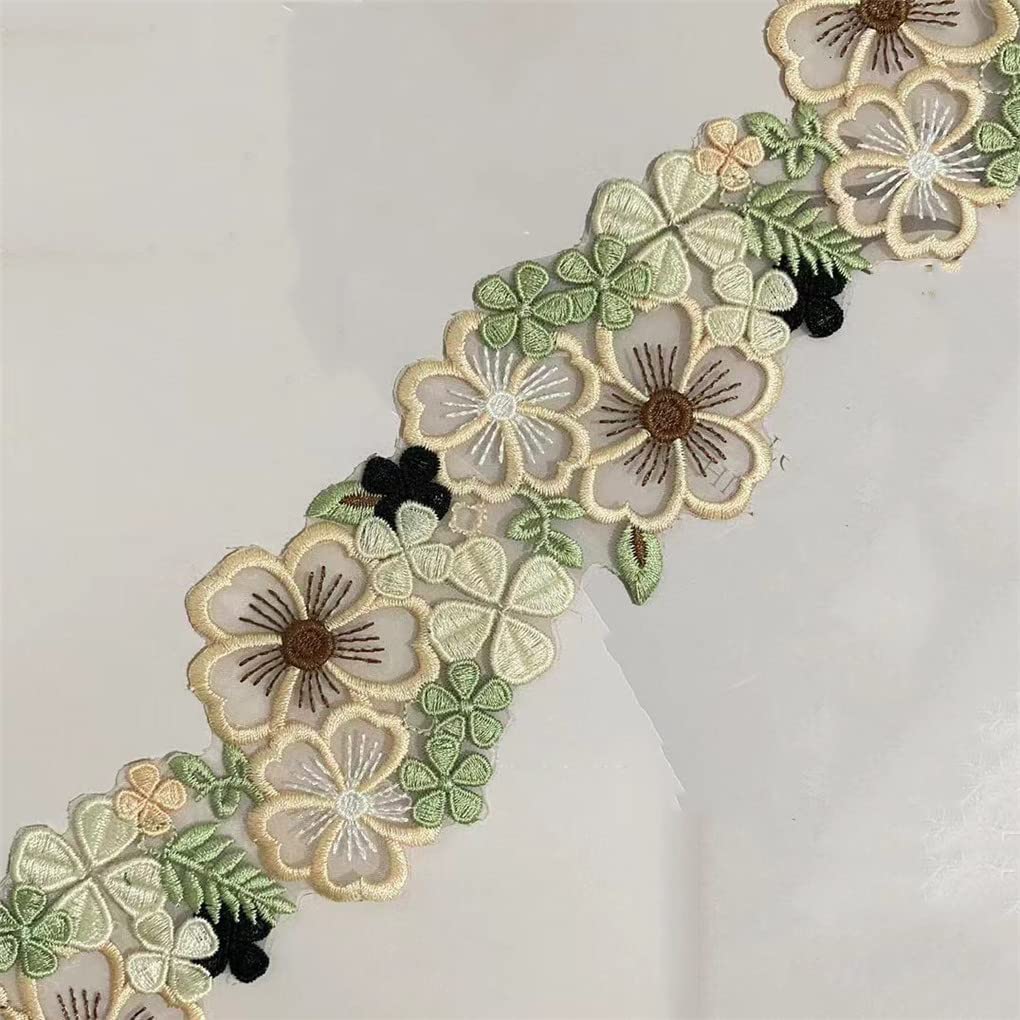 Amazon.co.jp: 1 ヤードアイボリー刺繍糸花レーストリム Diy 衣服
