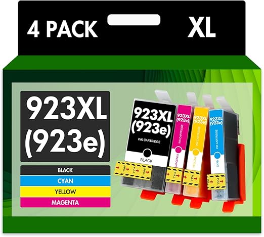 923XL 923 Ink Cartridges Combo Pack: Replacement for HP Ink 923e 923 923XL for HP923 OfficeJet Pro 8130 8120 8122 8124 8125 8132 8134 8135 8138 8139 Printer - 4 Pack Black Cyan Magenta Yellow