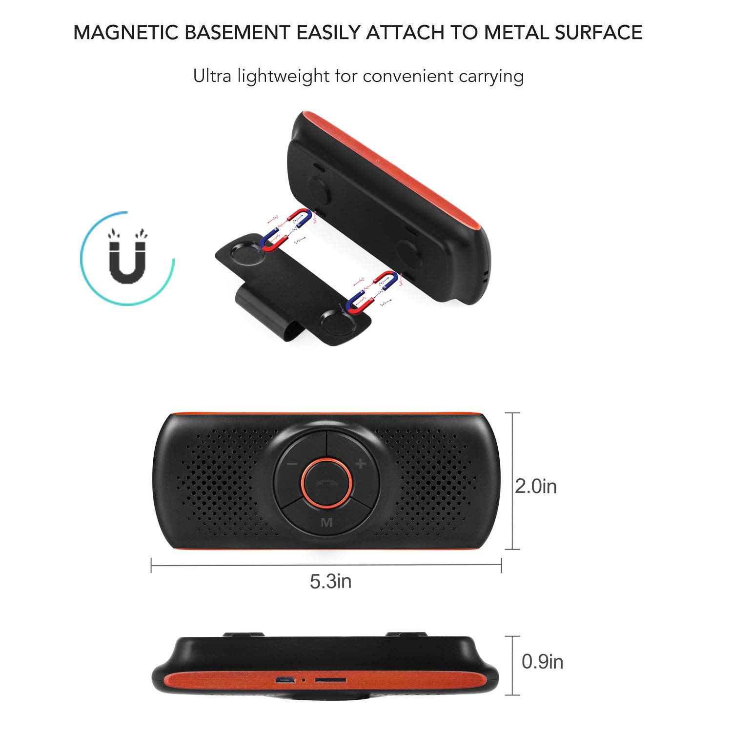 Kit Vivavoce Bluetooth 5.3 Per Auto E Ufficio – 20h Di Chiamate, Altoparlante 2W, Compatibile Con Siri E Google Assistant