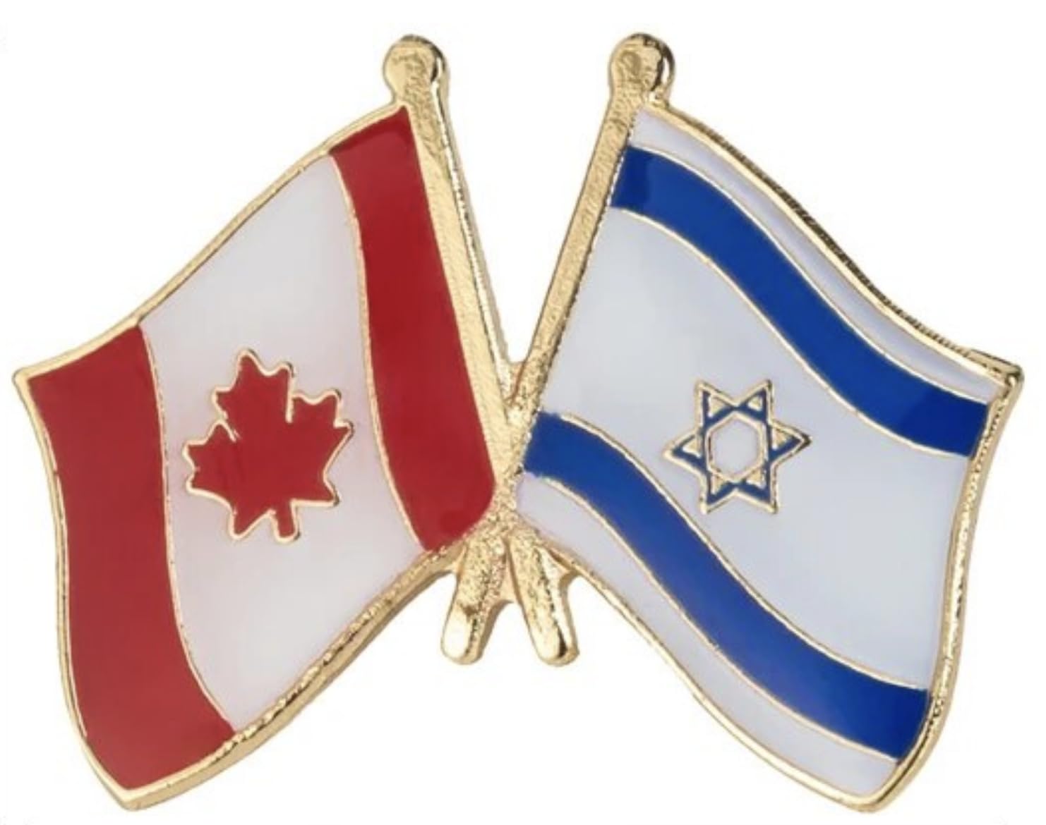Canada Canadian Israel Israeli National Flag Crossed Flags Friendship Love Alliance Allies 1" Enamel Pin