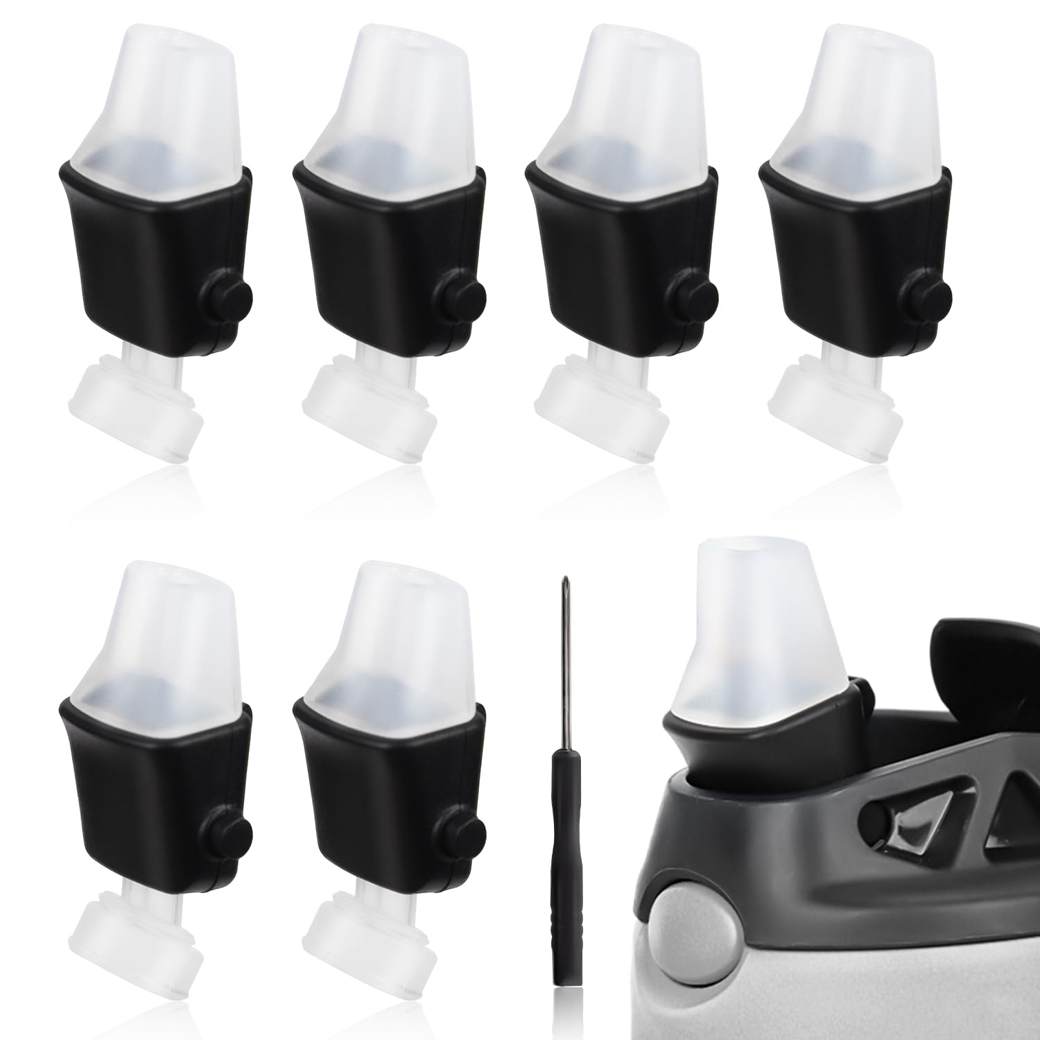 PEUTIER 6pcs Replacement Spout for Contigo, Soft Lids Replacement with Screwdriver BPA-Free Silicone Mouthpiece Parts Compatible with Contigo Aubrey Kids 14oz 20oz Water Bottle