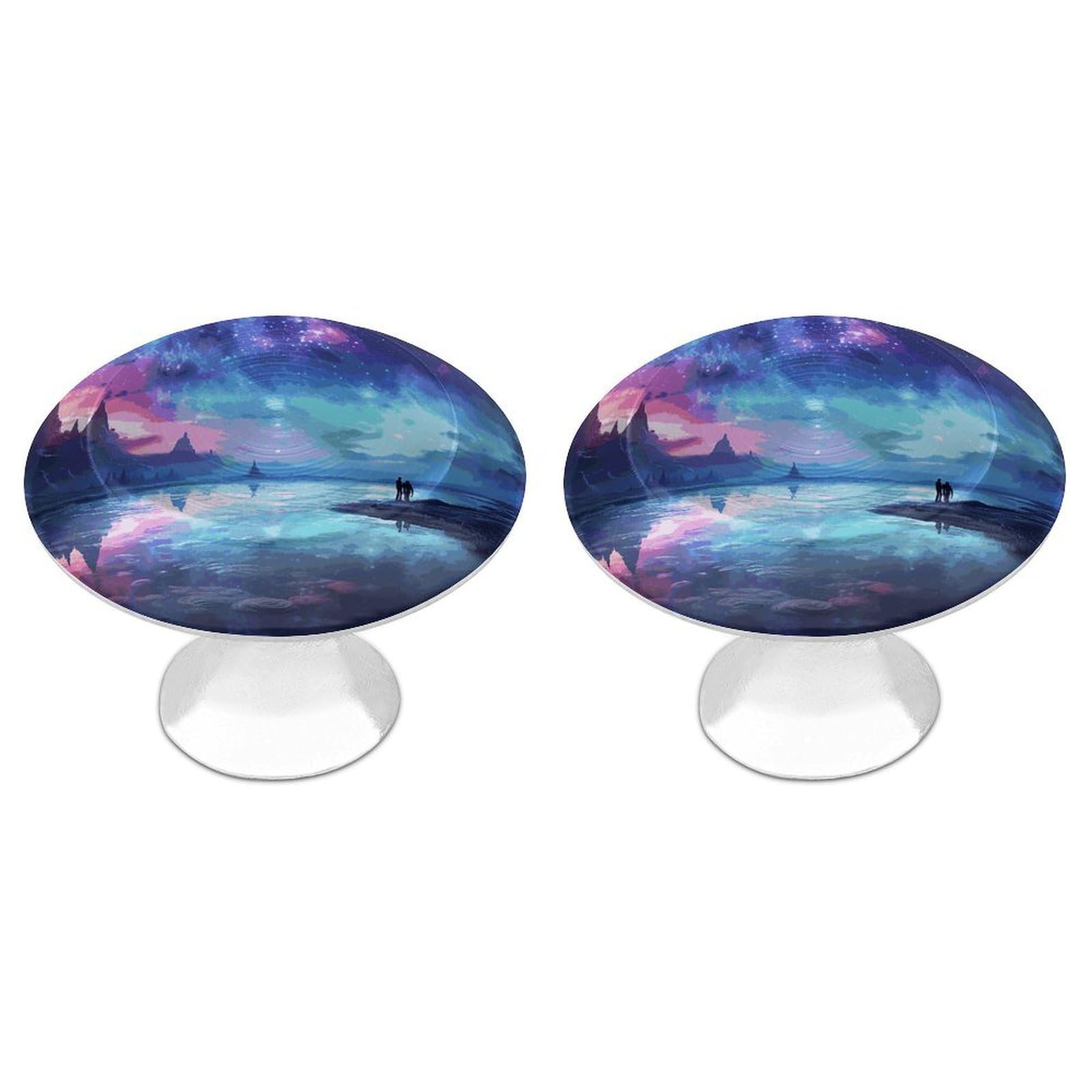 Fekiloot White Northern Lights Cabinet Knobs For Kitchen Ornament, Round Zinc Decorative Drawer Pulls For Cabinets Trendy, Dresser Drawers Pulls Bathroom Dresser Knob With Screw