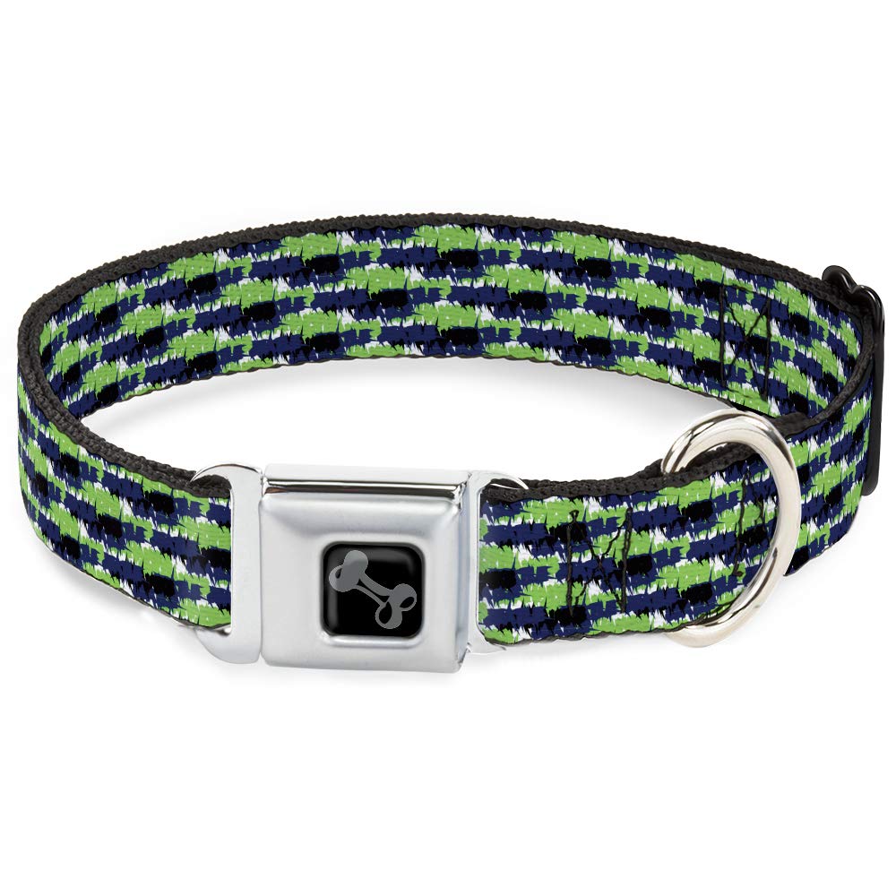 Collier pour chien Buckle-Down à boucle de ceinture de sécurité motif abstrait noir bleu vert