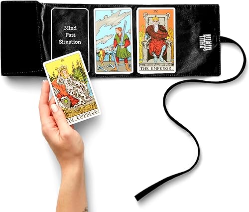 Witchy Cauldron Tarot Wrap, almacenamiento de tarot satinado y tela, soporte de almacenamiento de cubierta, tarot Spread - negro